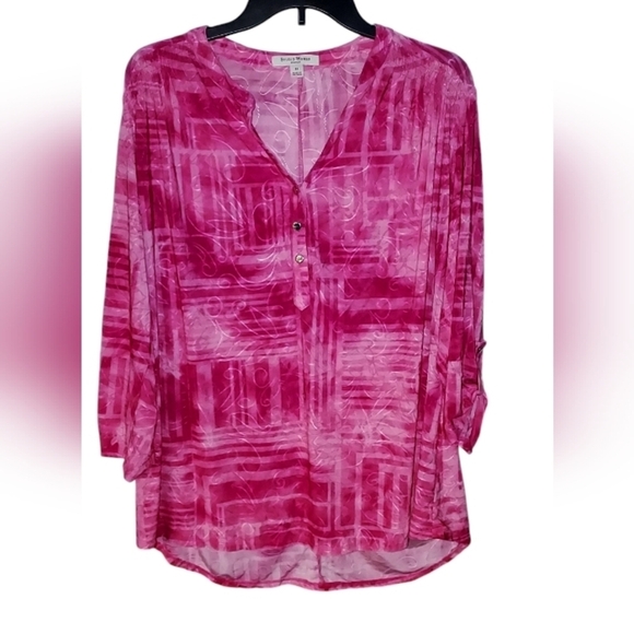 Studio works pink quart sleeve blouse - Picture 1 of 3